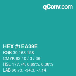 カラーコード: HEX #1EA39E | qconv.com