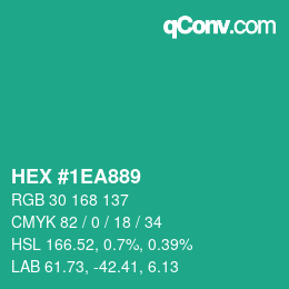 Color code: HEX #1EA889 | qconv.com