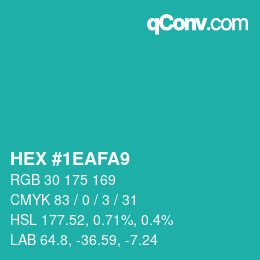 カラーコード: HEX #1EAFA9 | qconv.com