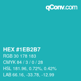 カラーコード: HEX #1EB2B7 | qconv.com