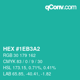 カラーコード: HEX #1EB3A2 | qconv.com