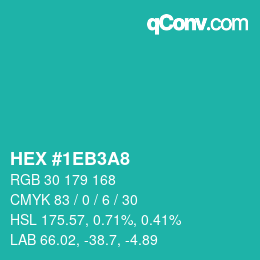 Color code: HEX #1EB3A8 | qconv.com