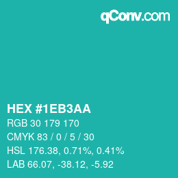 Code couleur: HEX #1EB3AA | qconv.com