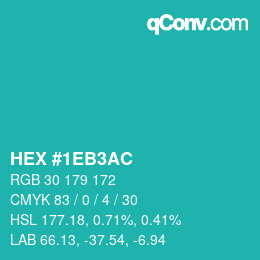 カラーコード: HEX #1EB3AC | qconv.com