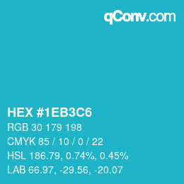 Color code: HEX #1EB3C6 | qconv.com
