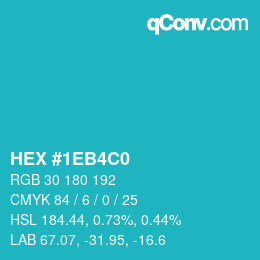 カラーコード: HEX #1EB4C0 | qconv.com