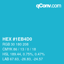 カラーコード: HEX #1EB4D0 | qconv.com