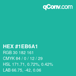 カラーコード: HEX #1EB6A1 | qconv.com