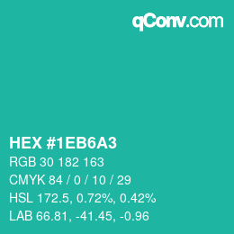 カラーコード: HEX #1EB6A3 | qconv.com