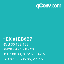 Farbcode: HEX #1EB6B7 | qconv.com