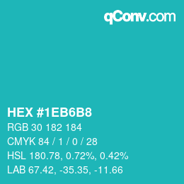 Color code: HEX #1EB6B8 | qconv.com