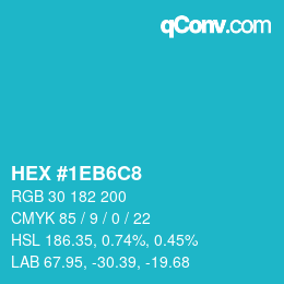 カラーコード: HEX #1EB6C8 | qconv.com
