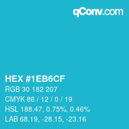 カラーコード: HEX #1EB6CF | qconv.com
