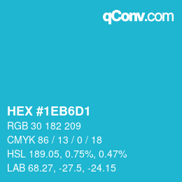 Farbcode: HEX #1EB6D1 | qconv.com