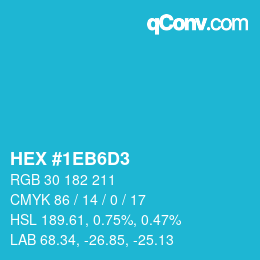 カラーコード: HEX #1EB6D3 | qconv.com