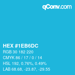 カラーコード: HEX #1EB6DC | qconv.com