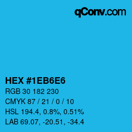 カラーコード: HEX #1EB6E6 | qconv.com