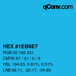 カラーコード: HEX #1EB6E7 | qconv.com