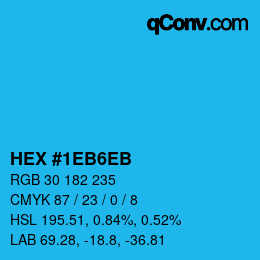 カラーコード: HEX #1EB6EB | qconv.com