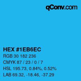 カラーコード: HEX #1EB6EC | qconv.com