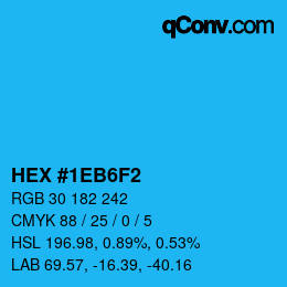 カラーコード: HEX #1EB6F2 | qconv.com