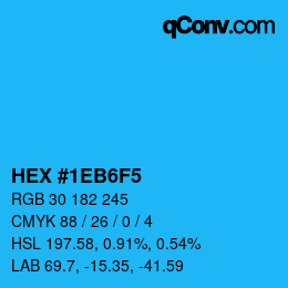 Farbcode: HEX #1EB6F5 | qconv.com