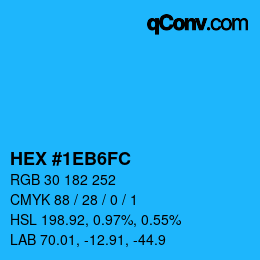 カラーコード: HEX #1EB6FC | qconv.com