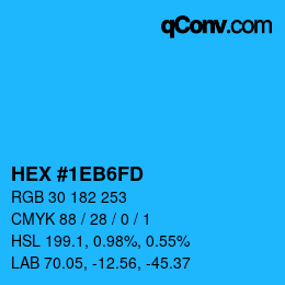 カラーコード: HEX #1EB6FD | qconv.com