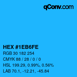 カラーコード: HEX #1EB6FE | qconv.com