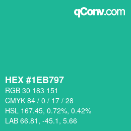 Color code: HEX #1EB797 | qconv.com