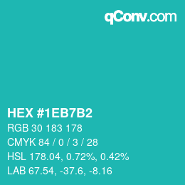 カラーコード: HEX #1EB7B2 | qconv.com