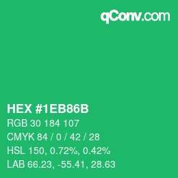 Color code: HEX #1EB86B | qconv.com