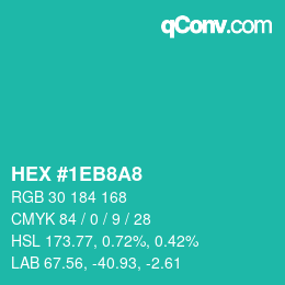 カラーコード: HEX #1EB8A8 | qconv.com