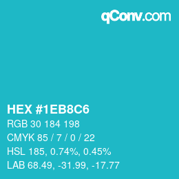 カラーコード: HEX #1EB8C6 | qconv.com