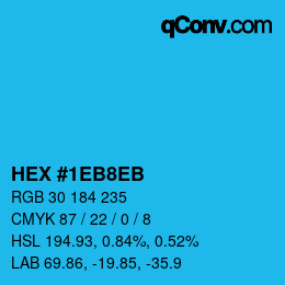 Color code: HEX #1EB8EB | qconv.com