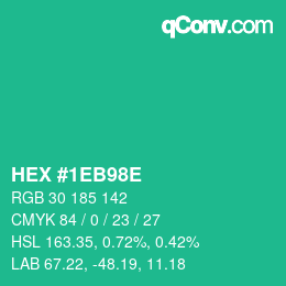 Color code: HEX #1EB98E | qconv.com
