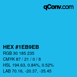 颜色代码: HEX #1EB9EB | qconv.com
