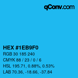 カラーコード: HEX #1EB9F0 | qconv.com