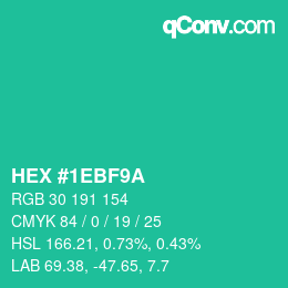 Color code: HEX #1EBF9A | qconv.com