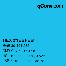 Color code: HEX #1EBFEB | qconv.com