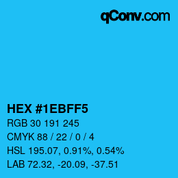 Color code: HEX #1EBFF5 | qconv.com