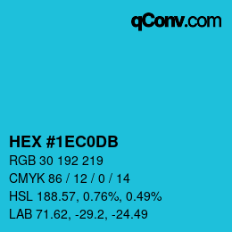 Color code: HEX #1EC0DB | qconv.com