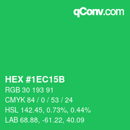 Color code: HEX #1EC15B | qconv.com