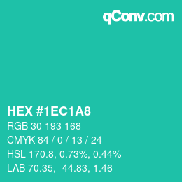 カラーコード: HEX #1EC1A8 | qconv.com