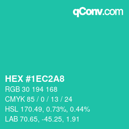 カラーコード: HEX #1EC2A8 | qconv.com