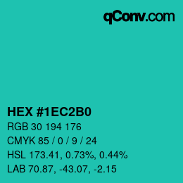 カラーコード: HEX #1EC2B0 | qconv.com