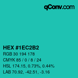 カラーコード: HEX #1EC2B2 | qconv.com