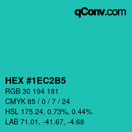 Color code: HEX #1EC2B5 | qconv.com