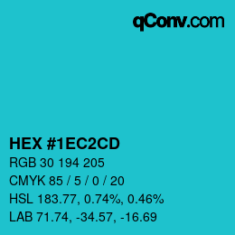 カラーコード: HEX #1EC2CD | qconv.com