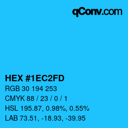 カラーコード: HEX #1EC2FD | qconv.com